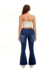  Ripped High Rise High Stretch Flared Leg Jeans