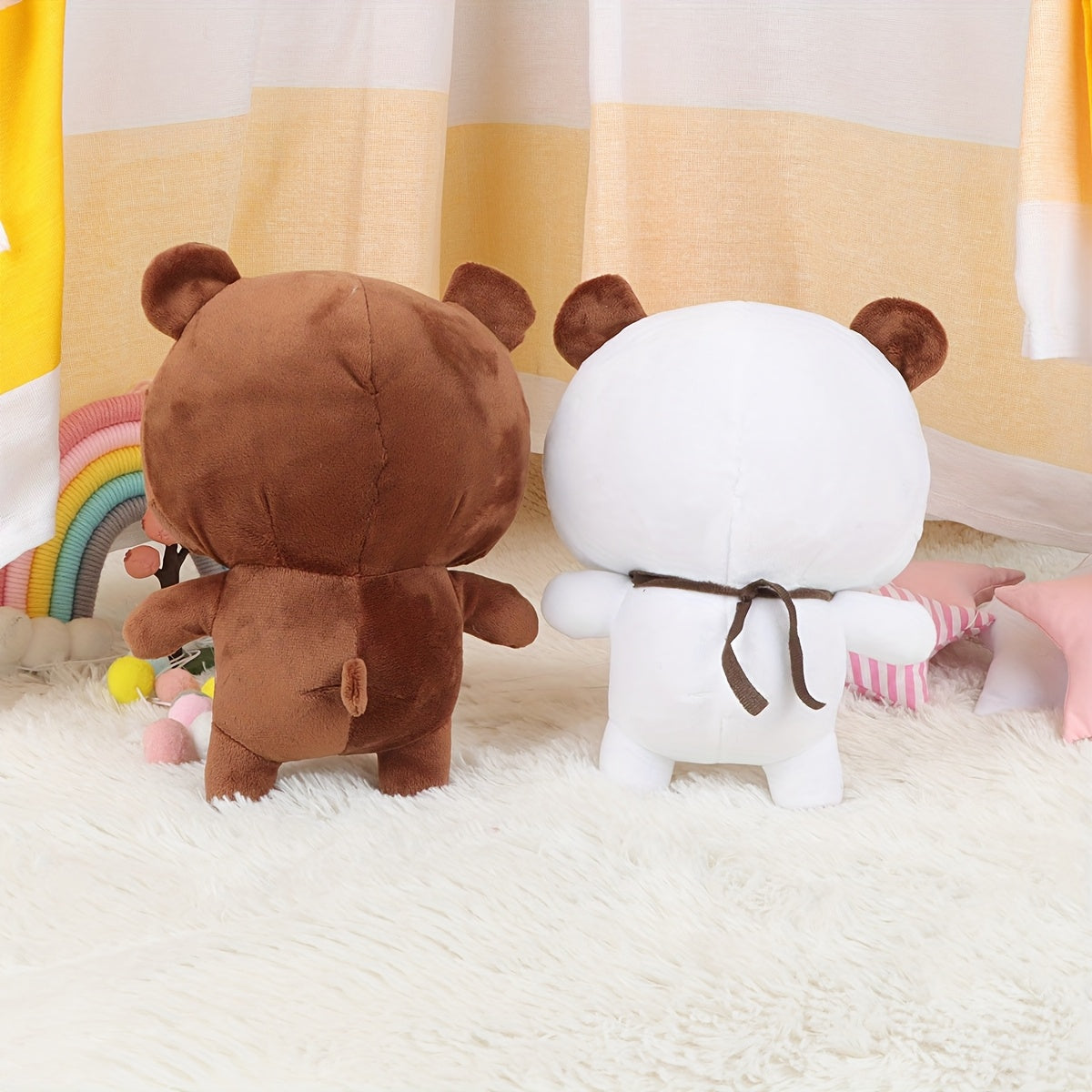 1pc Panda and Bubu Bear Plush Doll Sofa Decoration Toy