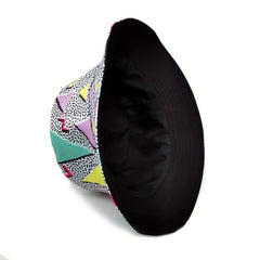 Geometric Print Reversible Bucket Hat Lightweight Fisherman Cap