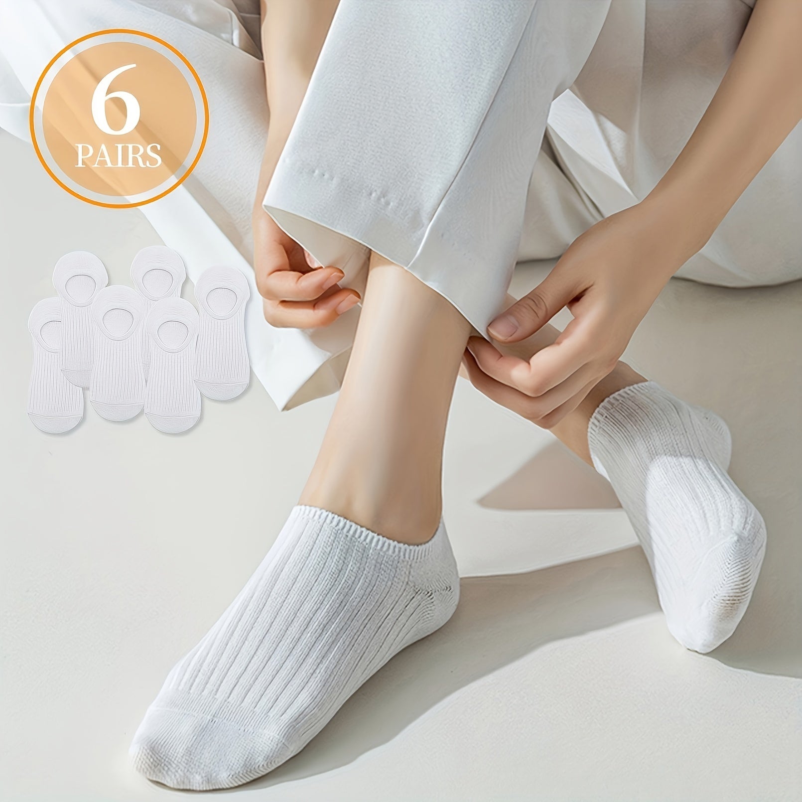6 Pairs Solid Ankle Socks Soft Lightweight Women's Stockings