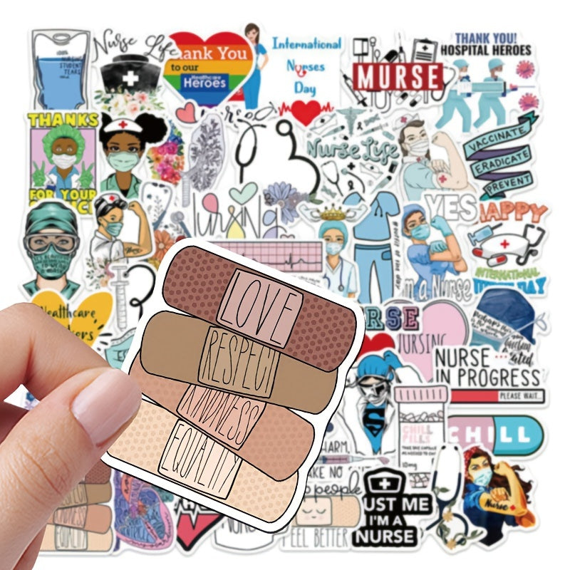 50pcs Nurse Series Graffiti Stickers Self Adhesive Decoration For Phone Luggage