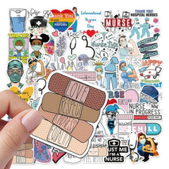 50pcs Nurse Series Graffiti Stickers Self Adhesive Decoration For Phone Luggage