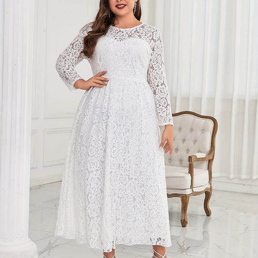  Lace Round Neck Maxi Bridesmaid Dress