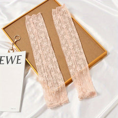 Floral Lace Fingerless Sunscreen Long Gloves Women