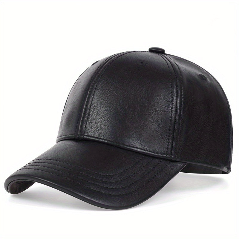 Waterproof PU Leather Baseball Cap Unisex Adjustable Sunshade Golf Hat