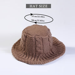 Cable Pattern Coldproof Thermal Women Knit Bucket Hat