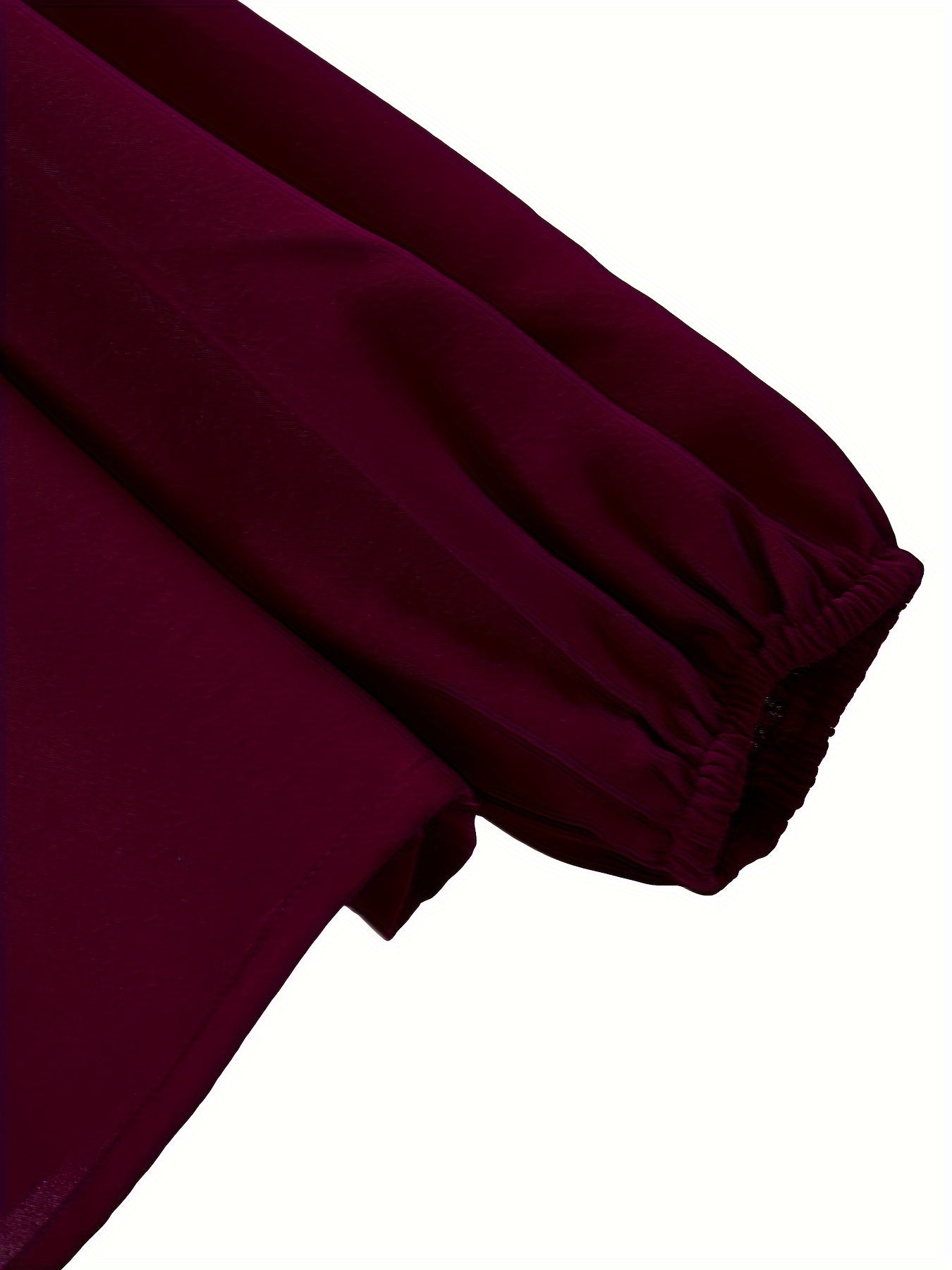  Solid Lantern Sleeve Round Neck Blouse