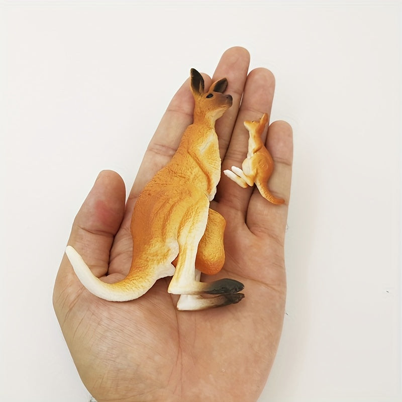Kangaroo Toy Set Realistic PVC Animal Figures Male & Female with Youngsters
