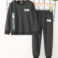 Boy's 2pcs Sweatshirt & Sweatpants Set TOKYO Print Long Sleeve Top
