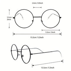 Round Metal Clear Lens Glasses Students Spectacles Frame