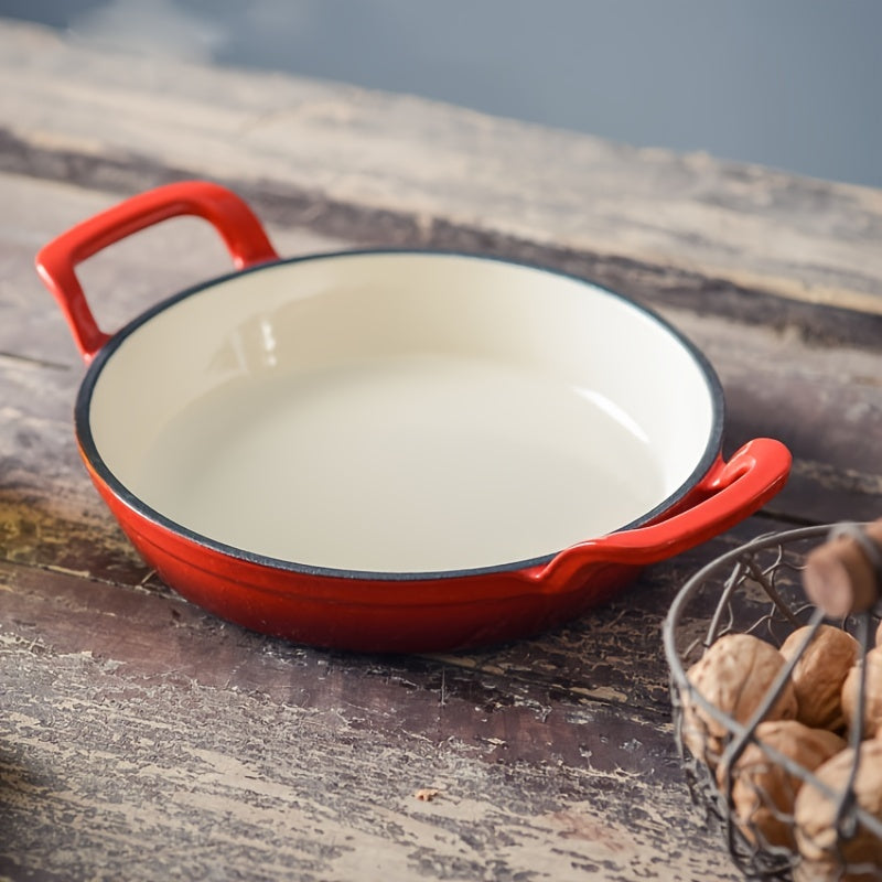 1pc 20 Enameled Cast Iron Skillet Orange & Small Cast Iron Skillets BBQ Safe Pan