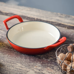 1pc 20 Enameled Cast Iron Skillet Orange & Small Cast Iron Skillets BBQ Safe Pan