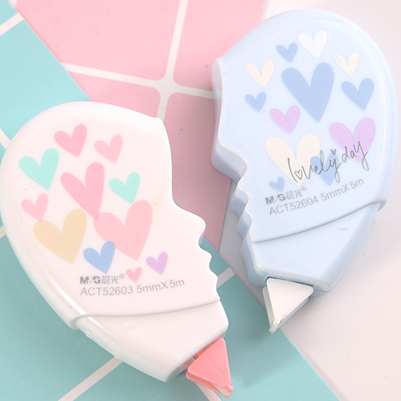 2pcs Heart-shaped Correction Tape, Creative Design