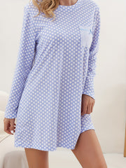 Polka Dot Print Nightdress Long Sleeve Pajama Dress
