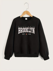 Girls' Brooklyn Graphic Long Sleeve Sweatshirt Round Neck Pullover Spring Fall
