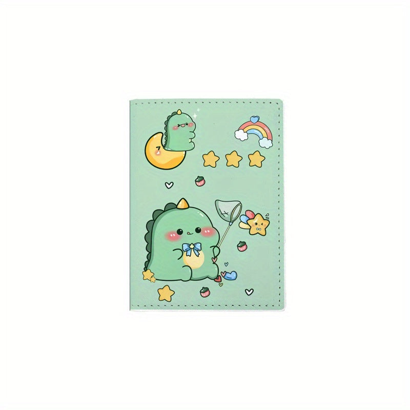 Cartoon Dinosaur Green Passport Protective Cover Waterproof Passport Bag