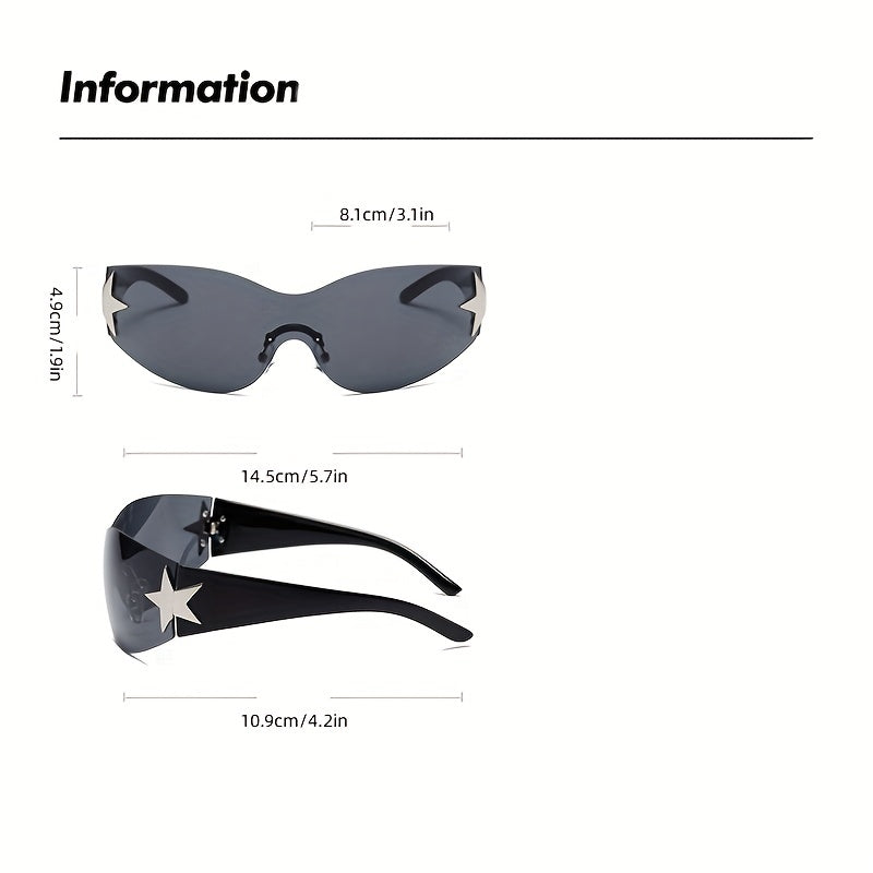 Rimless Y2K Sunglasses Women Oversized UV400 Futuristic Wrap Around