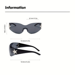 Rimless Y2K Sunglasses Women Oversized UV400 Futuristic Wrap Around