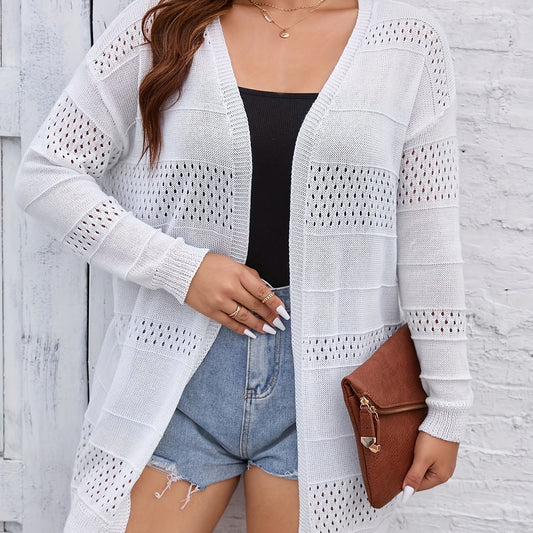  Eyelet Embroidered Lantern Sleeve Cardigan