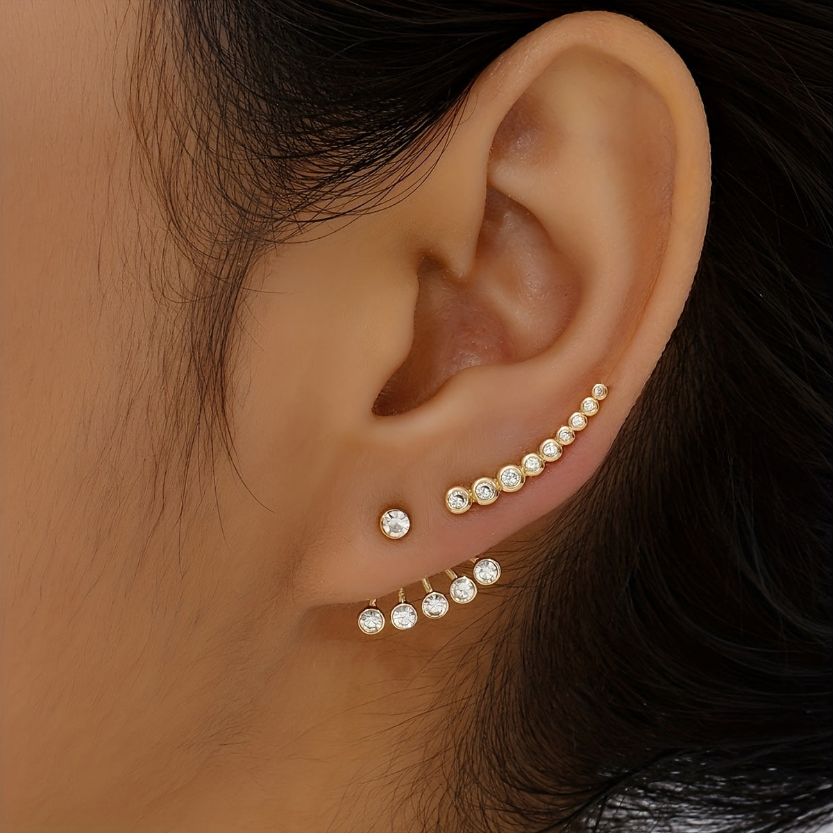 Boho Crystal Ear Jacket Earrings Rhinestone Ear Climber Jewelry