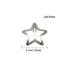 15pcs Y2K Silvery Snap Clip Hollow Star Shaped Hair Clip Alloy Hair Clip