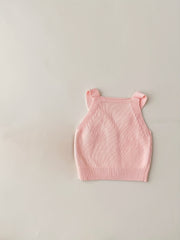 Baby Girl Love Knitted Vest Coat V Neck Botton Cotton Sweater