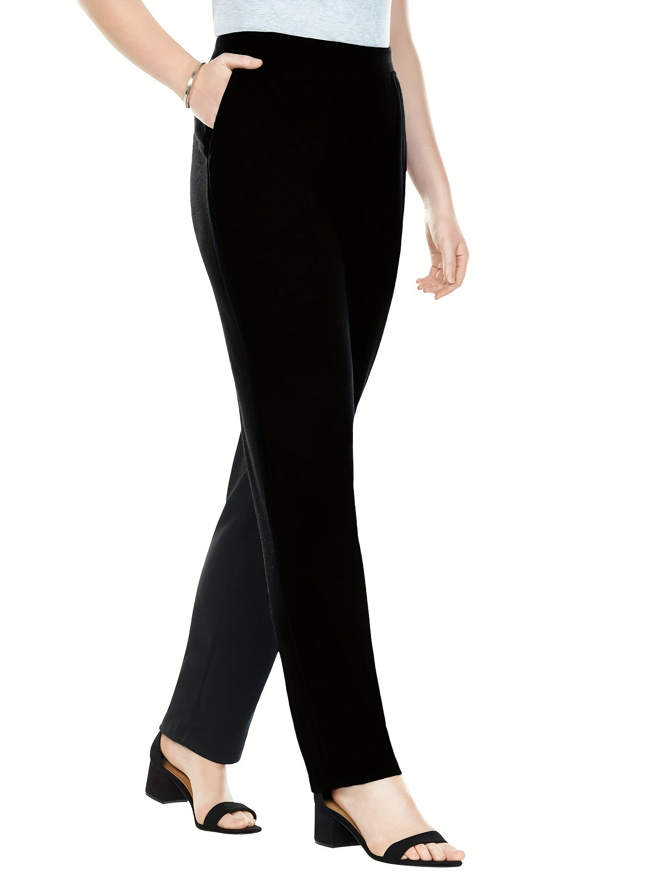  Women's High Waisted Straight Leg Work Trousers