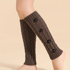 Floral Decor Leg Warmers Warm Knitted Socks Women's Stockings