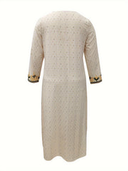  Paisley Print Boho Abaya Dress