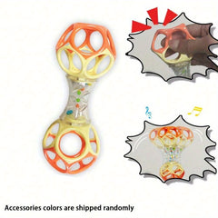 Baby Teether Rattle & Shake Barbell Toy Orange Green Colorful Chew Toy