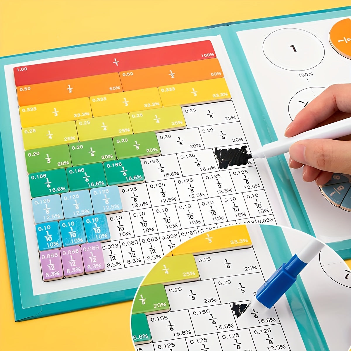 Wooden Magnetic Fraction Learning Math Toy