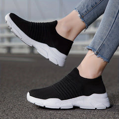Women's Breathable Knit Sneakers Casual Slip On Outdoor Shoes Lightweight
