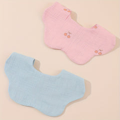2pcs Cotton Gauze Cherry Bear Baby Bibs Boy Girl Bandana Scarf Flower Shape