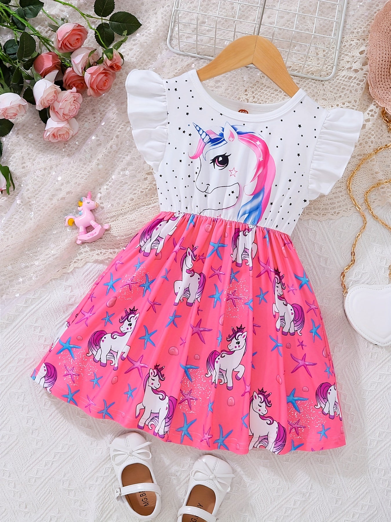 Girls Unicorn Skirt Set Sleeveless Outfit