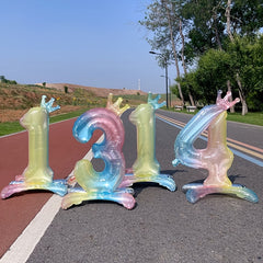 1pc Gradient Number Crown Balloons 0-9 Digital Aluminum Foil Balloon