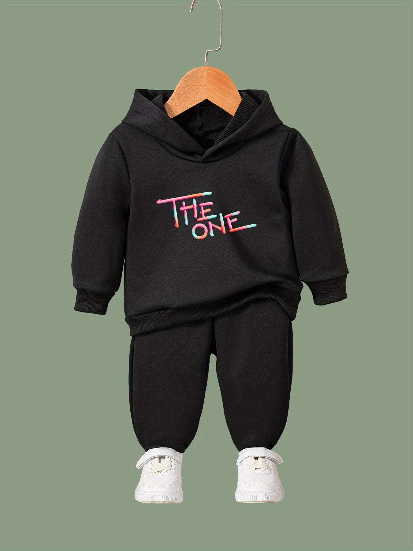 Rainbow Letter Print Hoodies Pants Set Spring Fall Sports Gift