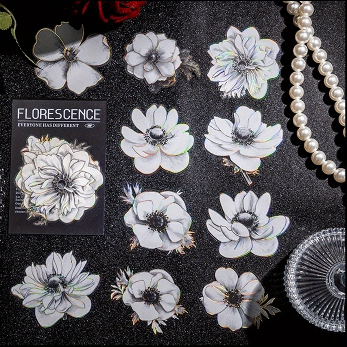 20 Sheets DIY Light Plant Flowers Stickers 9.4cm x 16.2cm