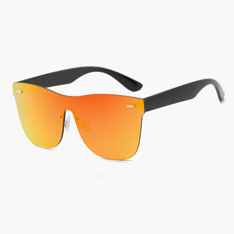 Oversize Rimless Sunglasses One Piece Mirror Colorful Lens UV400