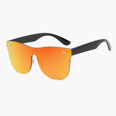 Oversize Rimless Sunglasses One Piece Mirror Colorful Lens UV400