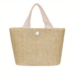 Vintage Braided Straw Tote Bag for Women Boho Style Beach Travel Vacation