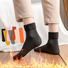 7 Pairs Plush Lined Socks Women's Mid Tube Stockings