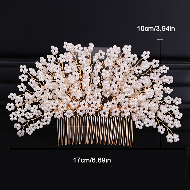Boho Wedding Hair Vine Flower Clip with Pearls