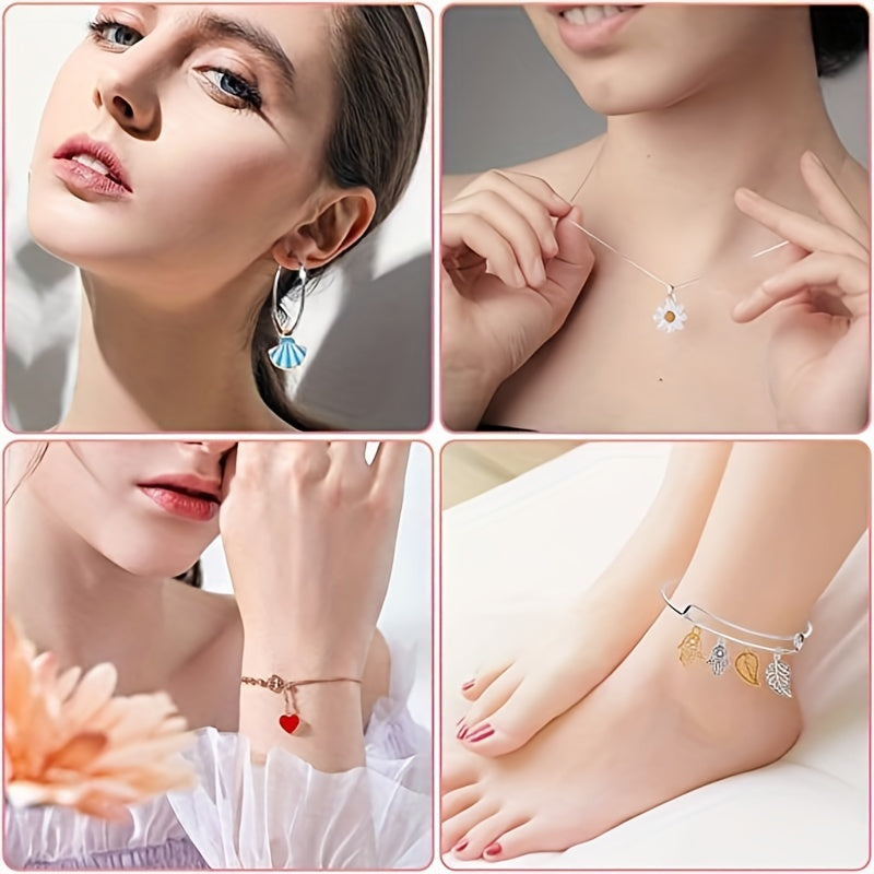 60 PCS Silvery & Golden Enamel Bracelet Charms for Jewelry Making