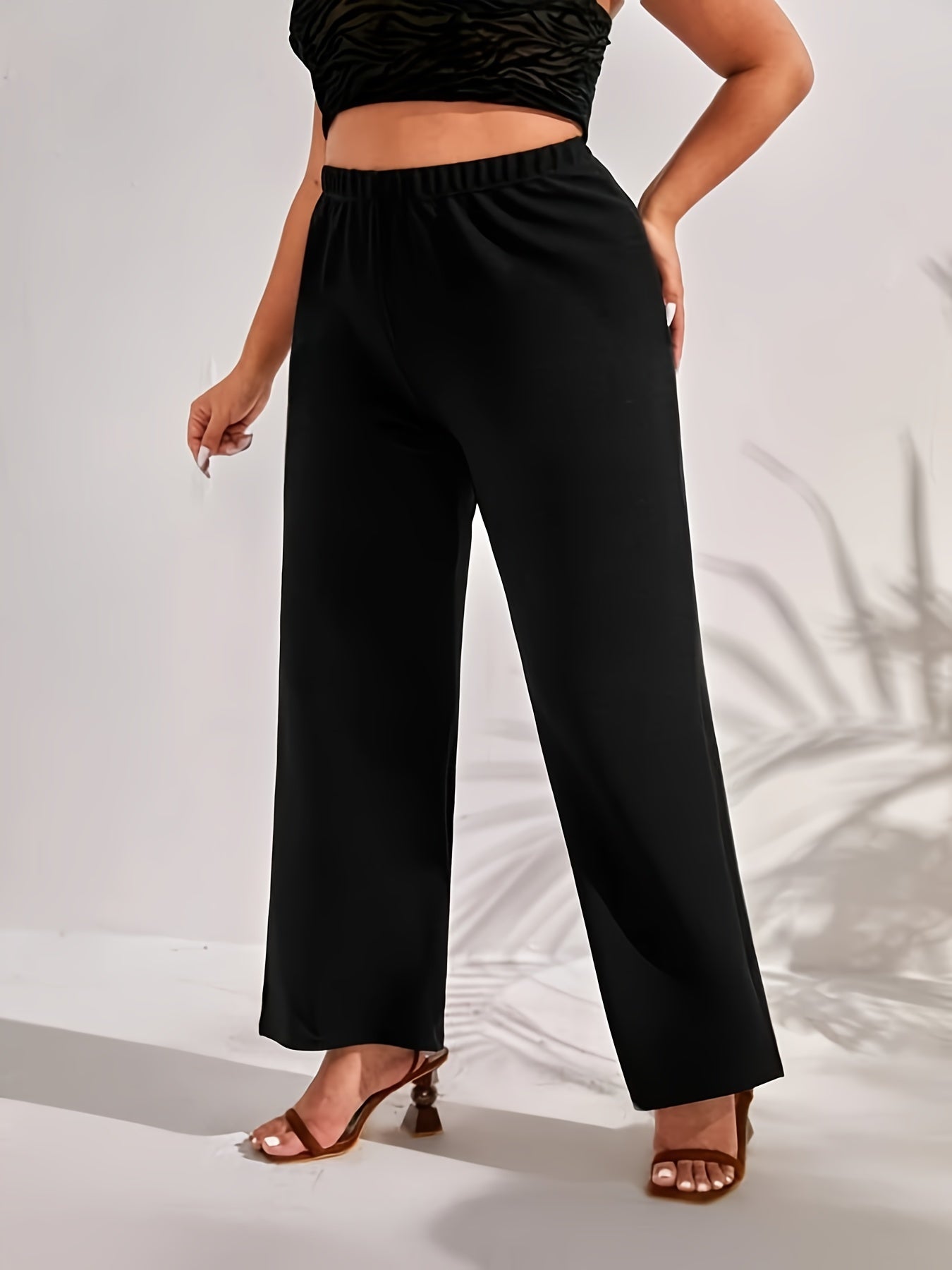  Straight Leg Pants Women's Plus Casual High Waist Pants