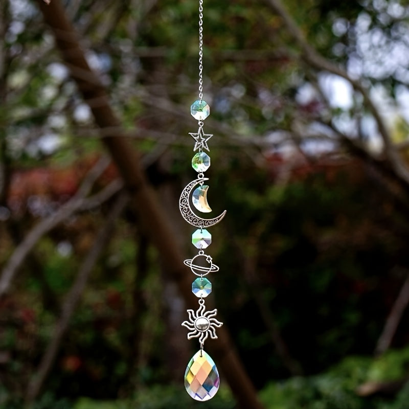 Bird Crystal Pendant Moon Sun Catcher Wind Chime Garden Decor