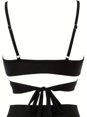  Solid Halter Bikini Set
