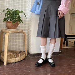 Solid Knitted Calf Socks Knee High Women's Stockings & Hosiery
