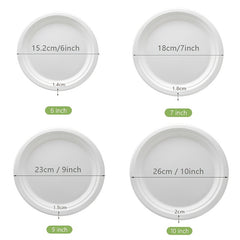 50pcs Sugarcane Round Plates for Family Dinners and Parties