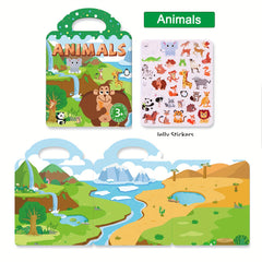 Waterproof Reusable Sticker Book Dinosaurs Animals Vehicles Educational Toys