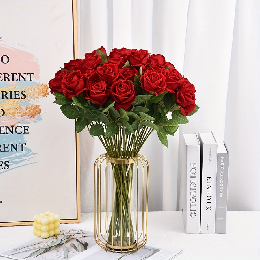 Simulated Velvet Artificial Rose Flower For Wedding Decoration